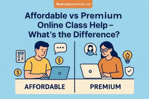 Comparison table showing features, prices, tutor expertise, and services of Affordable and Premium Online Class Help