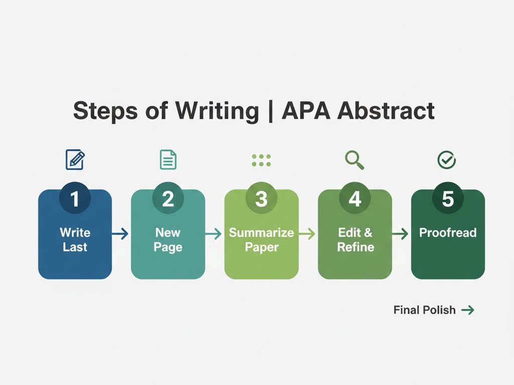 Step-by-step process to write an APA abstract – APA format writing guide flowchart.