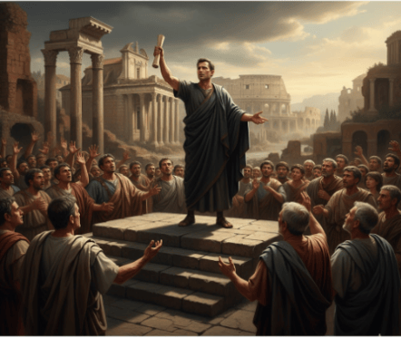 Mark Antony delivering funeral speech