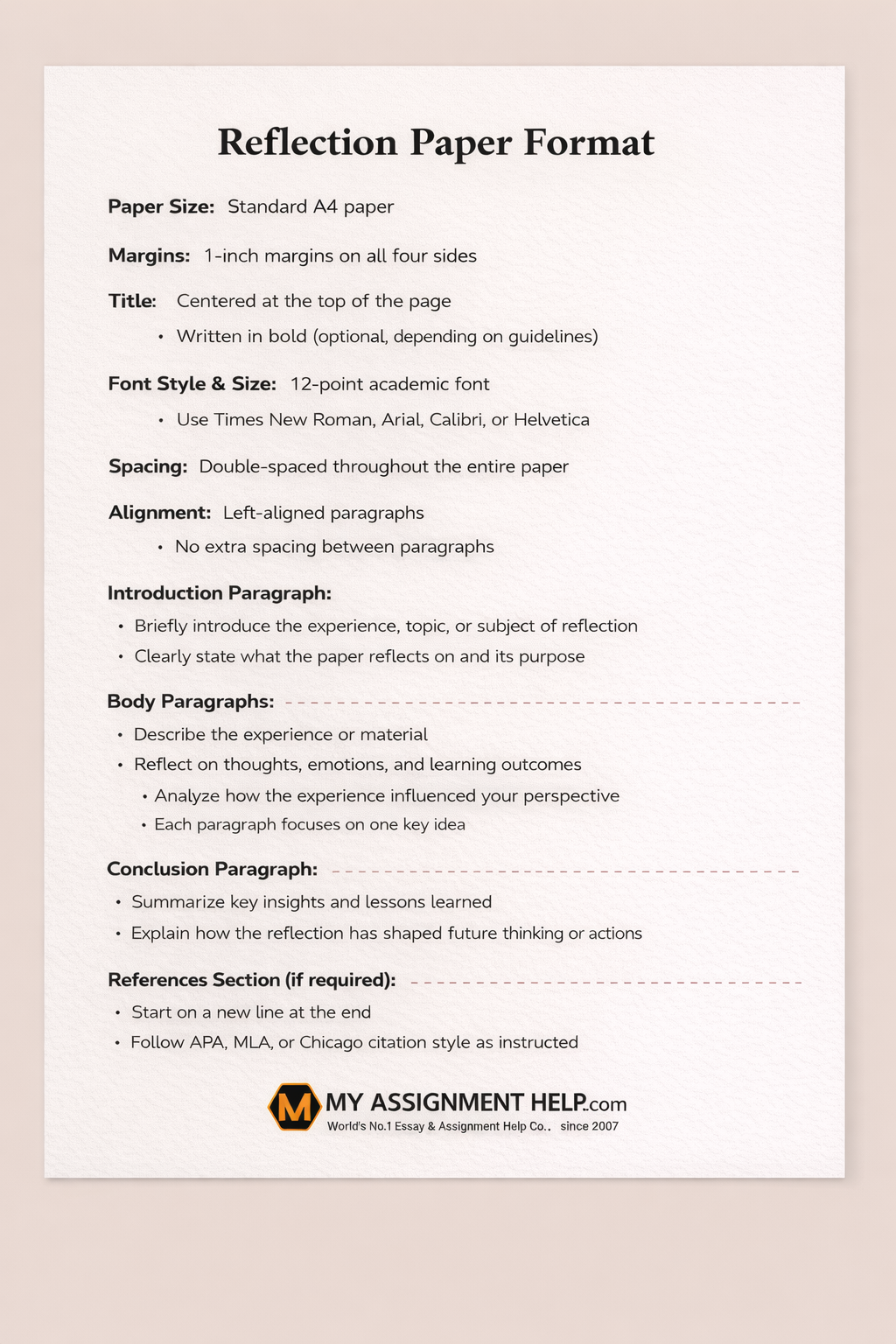 Reflection Paper Format 